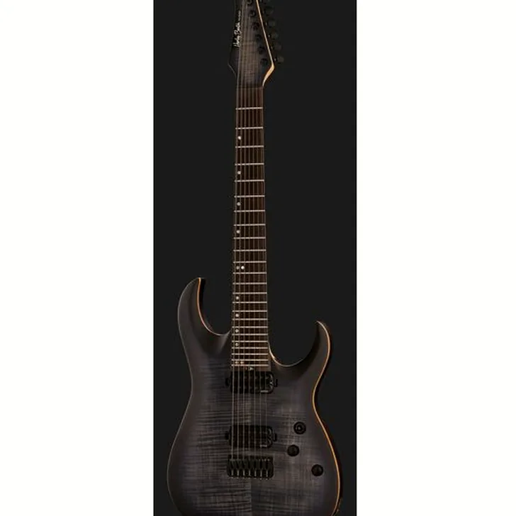 Elektrische gitaar review Harley Benton Amarok-7 BKNT Flame Burst